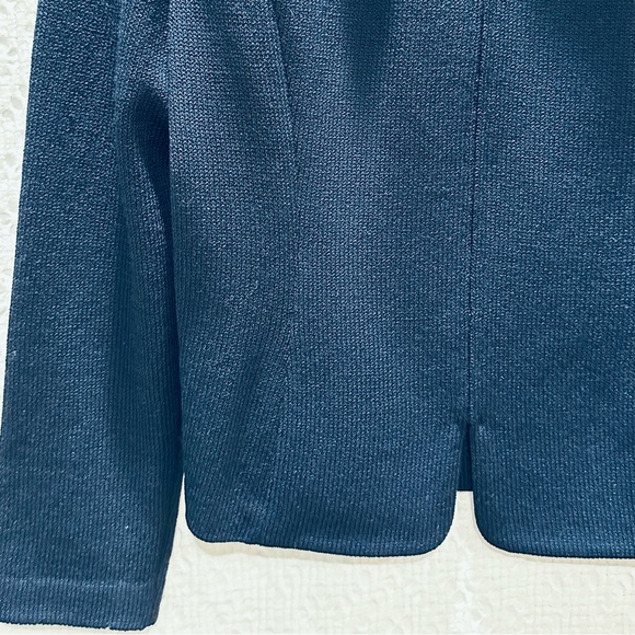 Vintage ST JOHN Collection by Marie Gray Knit Blazer w/Logo Zipper in Navy SZ 6 - Picture 4 of 6